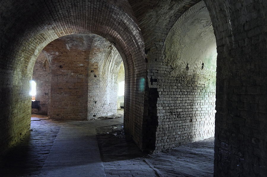 Architecture Photograph - Fort Pickens Corridors by Laurie Perry