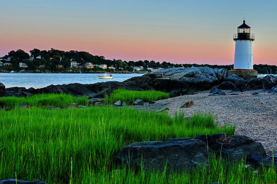 Fort Pickering Light through the tall grass Salem MA Photograph by Toby McGuire