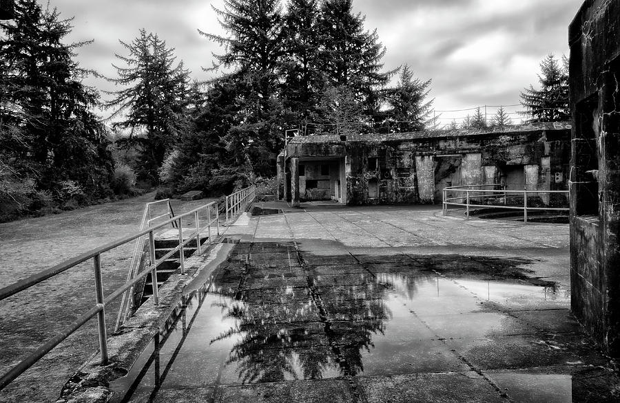 Fort Stevens Reflections in Black and White Photograph by Diana Powell