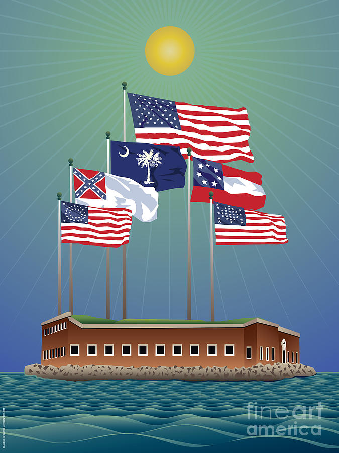Flag Digital Art - Fort Sumter, Charleston, SC by Joe Barsin