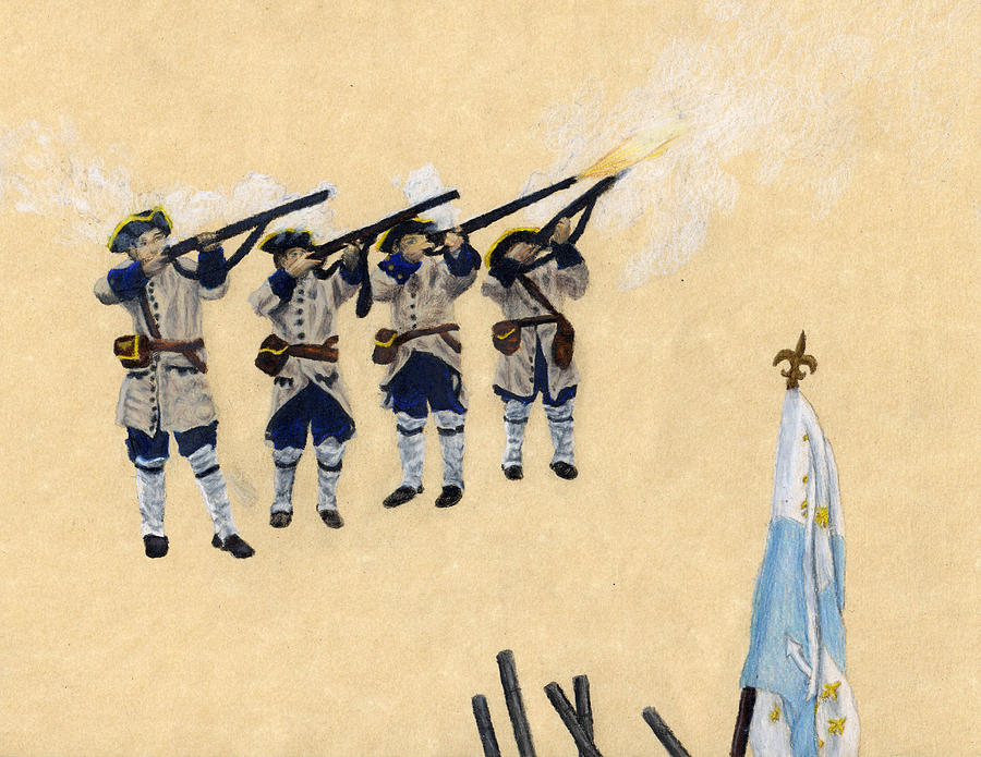 Fort Toulouse Soldiers Firing Drawing by Beth Parrish