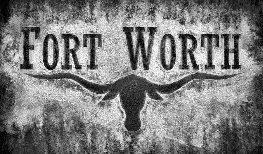 Fort Worth City Flag Black and White Digital Art by JC Findley