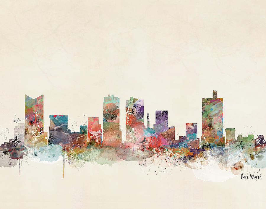 Fort Worth Painting - Fort Worth City Skyline by Bri Buckley