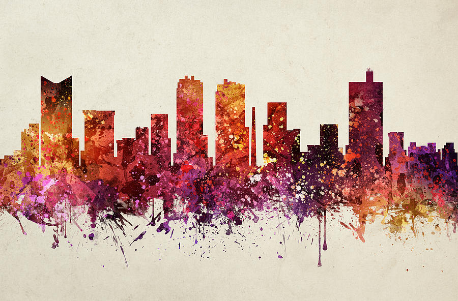 Fort Worth Painting - Fort Worth Cityscape 09 by Aged Pixel