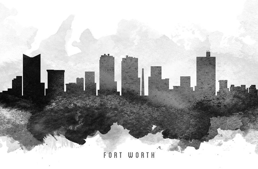 Fort Worth Painting - Fort Worth Cityscape 11 by Aged Pixel