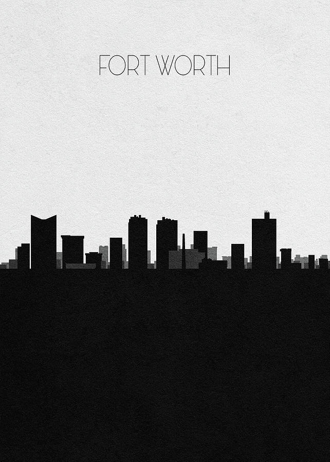 Fort Worth Cityscape Art Drawing by Inspirowl Design