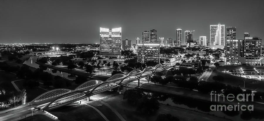 Fort Worth Cityscape BW Pano Photograph by Bee Creek Photography - Tod and Cynthia