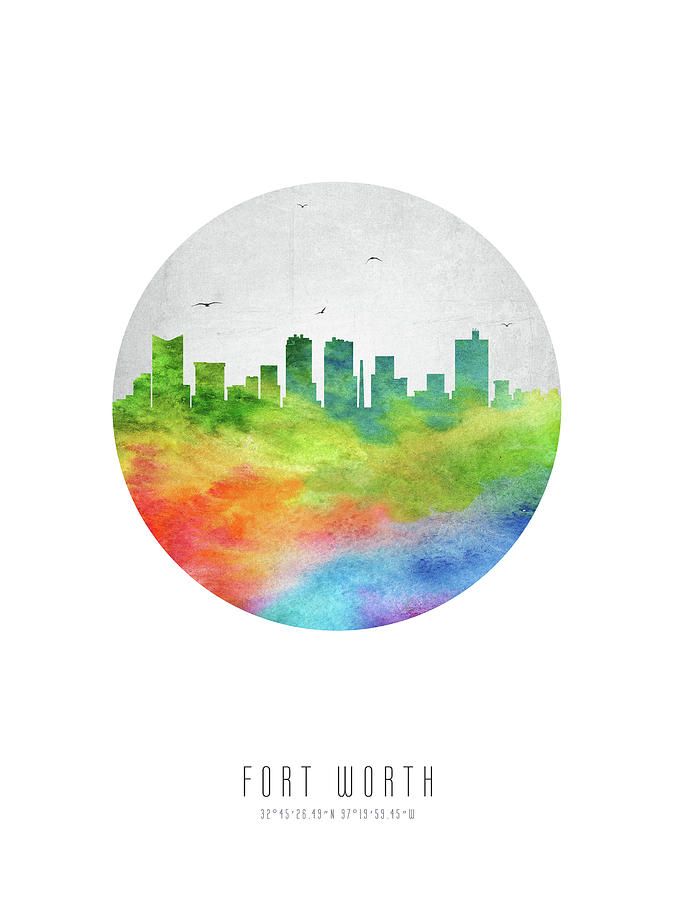 Fort Worth Digital Art - Fort Worth Skyline USTXFW20 by Aged Pixel