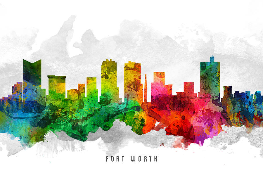 Fort Worth Painting - Fort Worth Texas Cityscape 12 by Aged Pixel