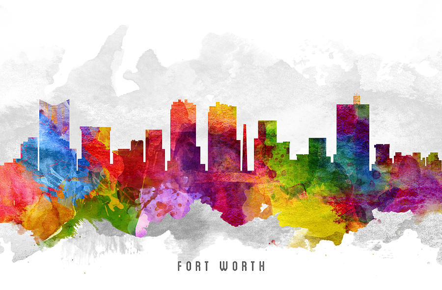 Fort Worth Painting - Fort Worth Texas Cityscape 13 by Aged Pixel
