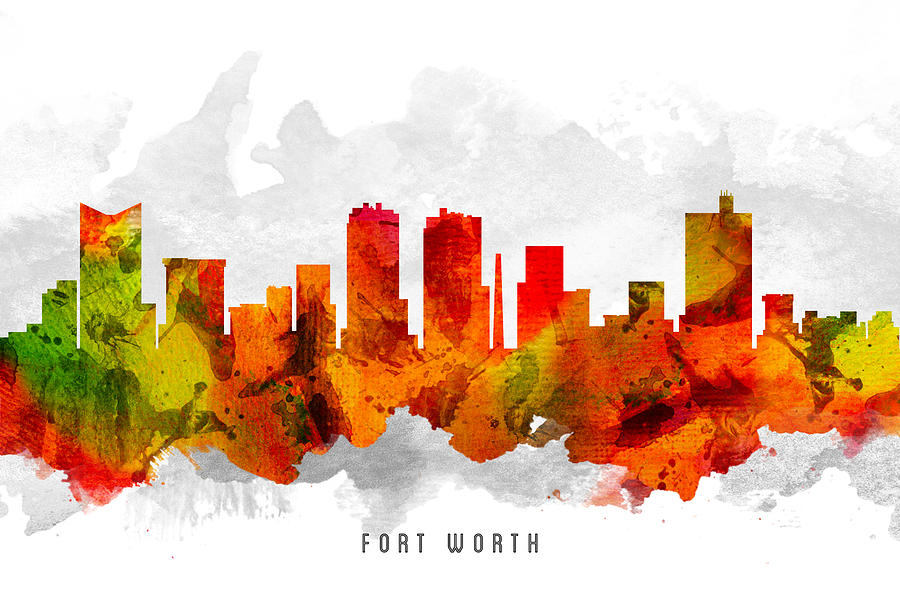 Fort Worth Painting - Fort Worth Texas Cityscape 15 by Aged Pixel