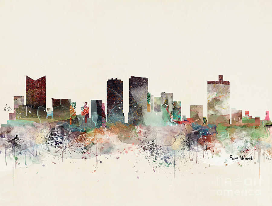Fort Worth Texas Skyline Painting by Bri Buckley