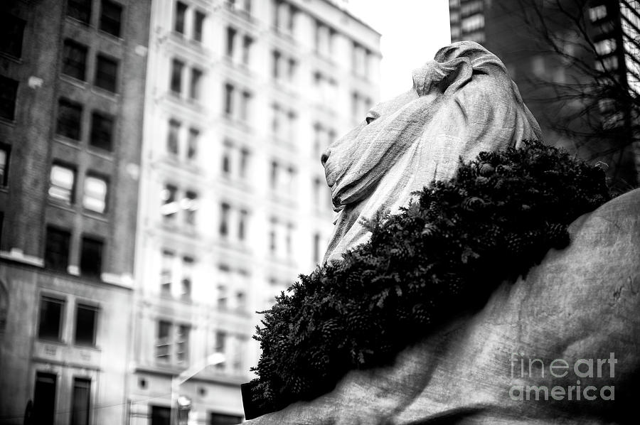 Fortitude Christmas at the New York Public Library in New York City Photograph by John Rizzuto