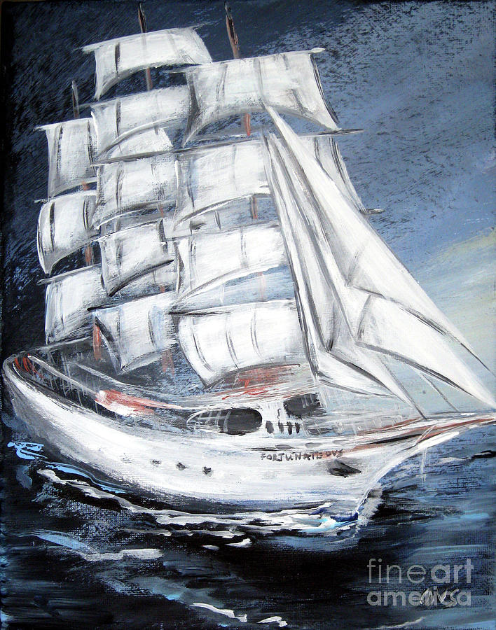 Fortunate. Sailing Ship Painting by Oksana Semenchenko
