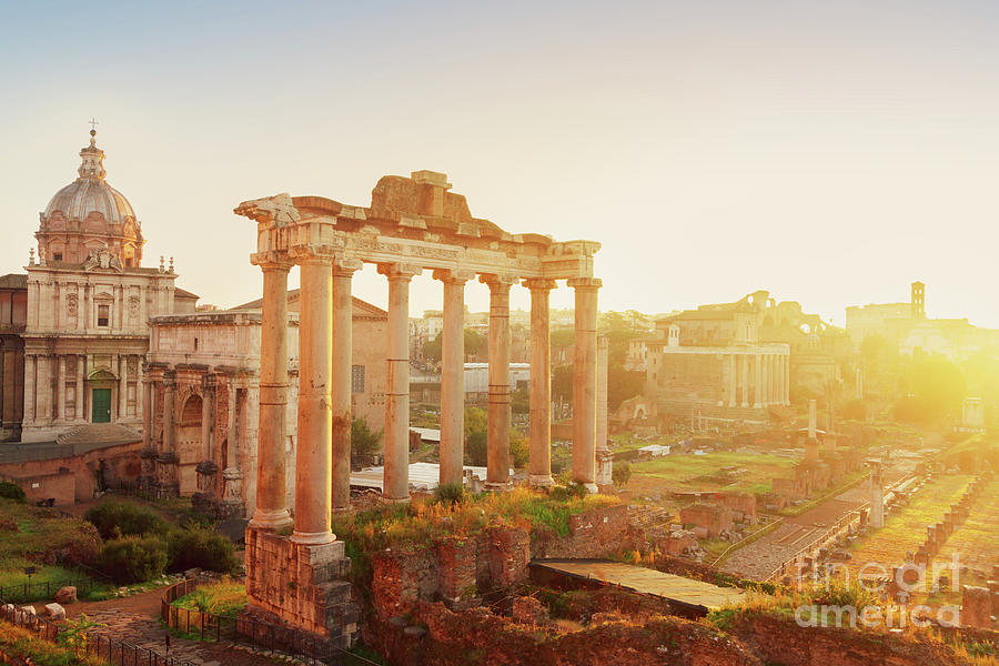 Forum - Roman ruins in Rome at Sunrise Photograph by Anastasy Yarmolovich