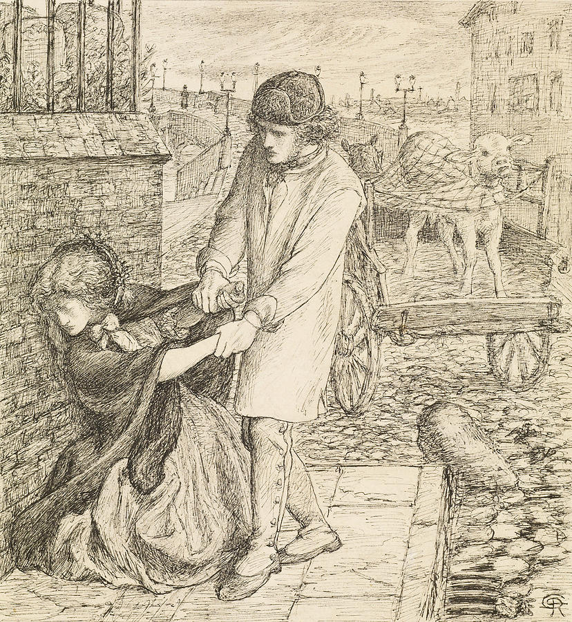 Found - Compositional Study Drawing by Dante Gabriel Rossetti