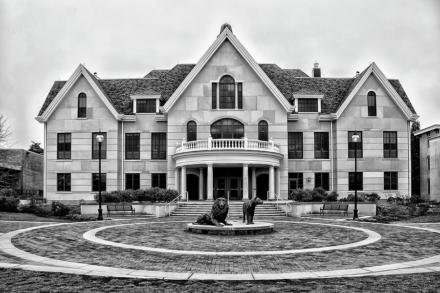 Founders Hall - Widener University in Black and White Photograph by Bill Cannon