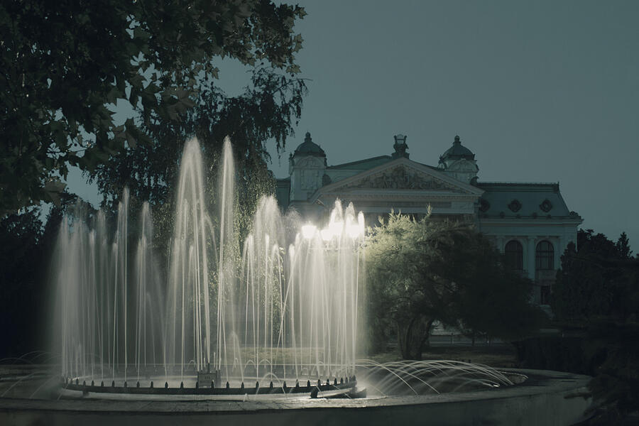 Fountain and National Theatre Vasile Alecsandri in Iasi ROMANIA Photograph by Vlad Baciu