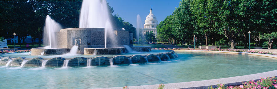 Fountain And Us Capitol Building Photograph by Panoramic Images