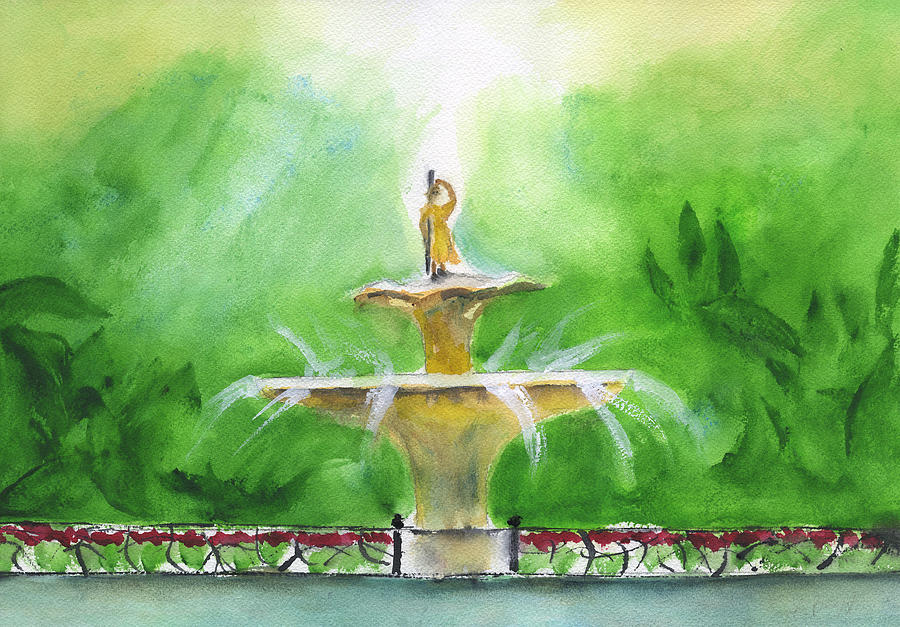 Fountain At Forsyth Park Painting by Frank Bright