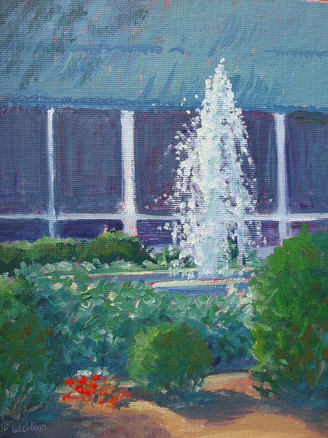 Fountain at Lakeside Painting by Judy Fischer Walton