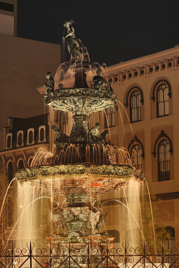 Fountain at Night Photograph by Greg Sharpe