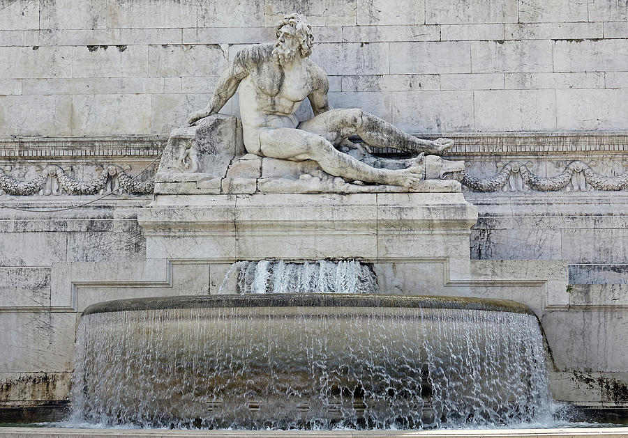 Fountain At The The Altare della Patria In Rome Italy  Photograph by Rick Rosenshein