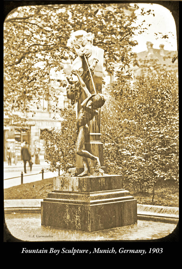 Fountain Boy Sculpture, Munich, Germany, 1903 Photograph by A Macarthur Gurmankin