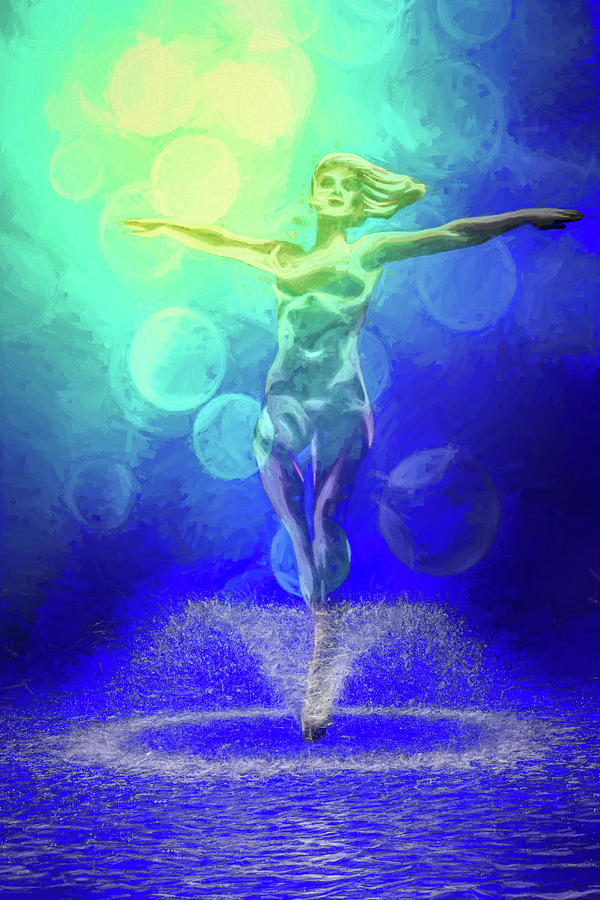 Fountain Girl Makes a Splash Digital Art by John Haldane