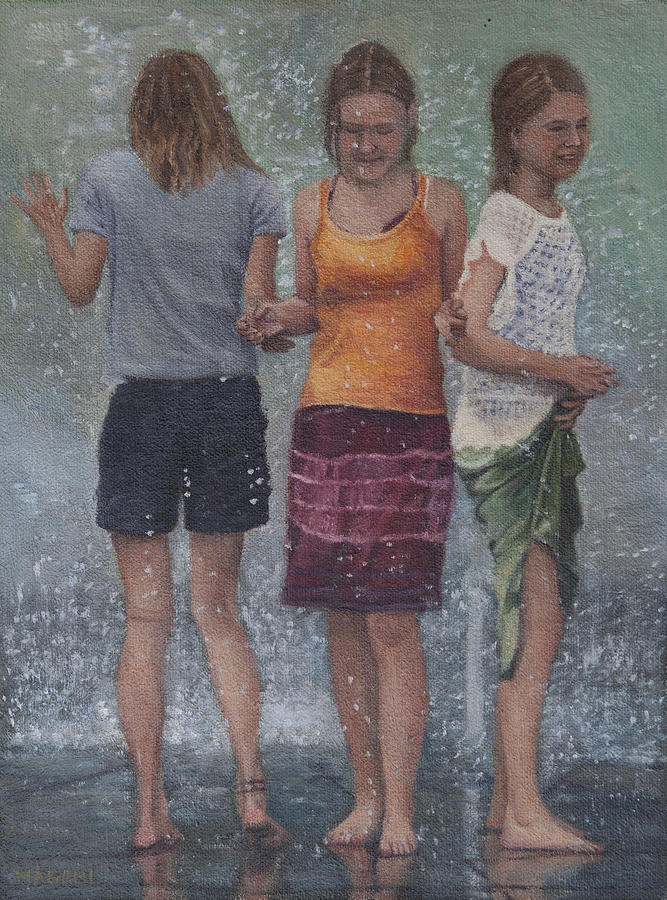 Fountain Girlfriends Painting by Masami Iida