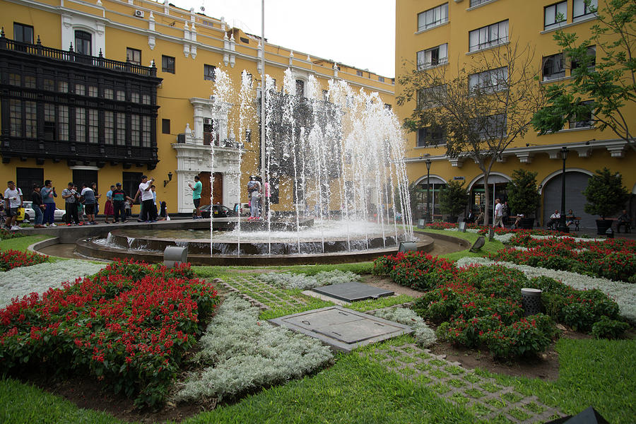 Fountain in Central Lima Digital Art by Carol Ailles