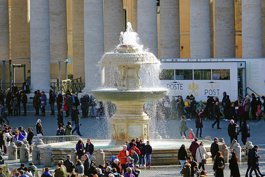 Fountain In St. Peters Square At The Vatican City Photograph by Rick Rosenshein