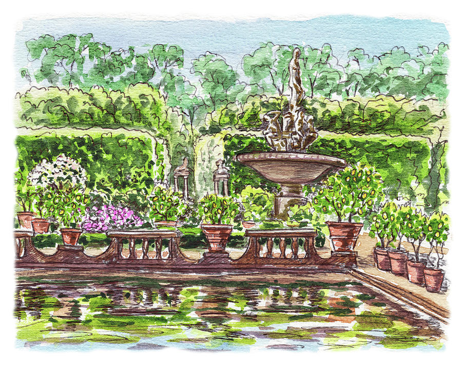 Fountain Island Boboli Gardens Florence Italy Painting