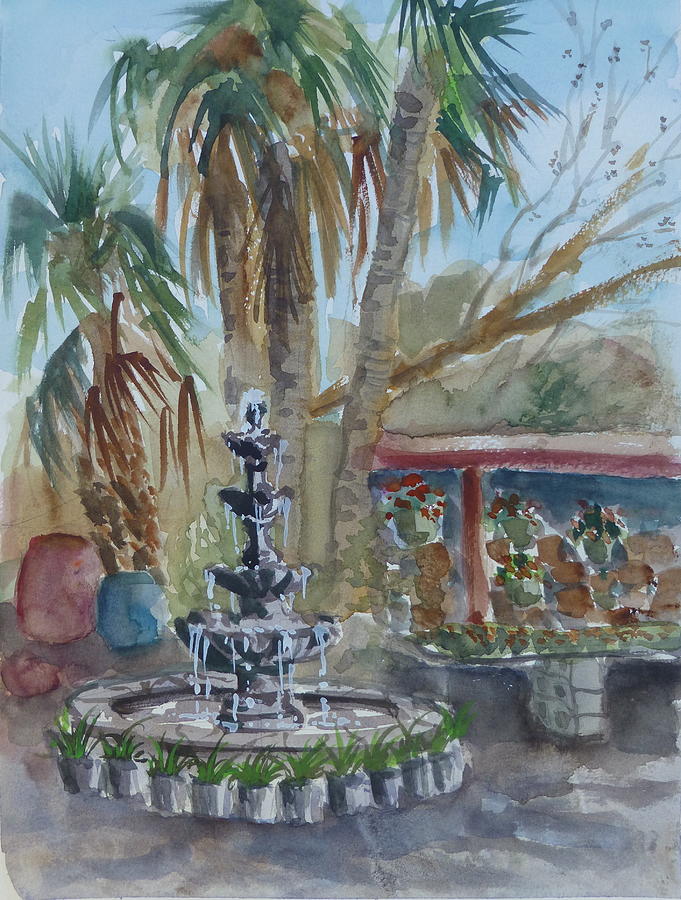 Maas Nursery Painting - Fountain, Maas Nursery, Texas by Robert Tiefenwerth