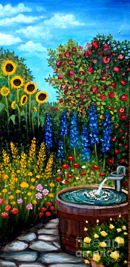 Fountain of Flowers Painting by Elizabeth Robinette Tyndall