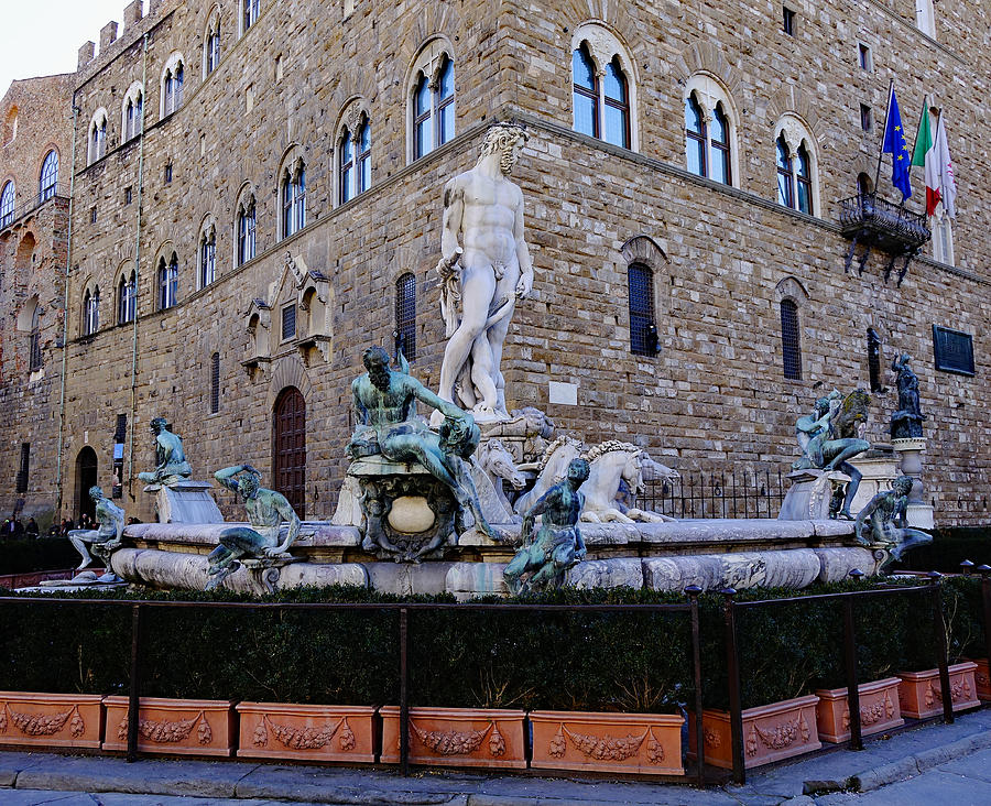 Fountain Of Neptune in the Piazza Della Signoria In Florence Italy Photograph by Rick Rosenshein