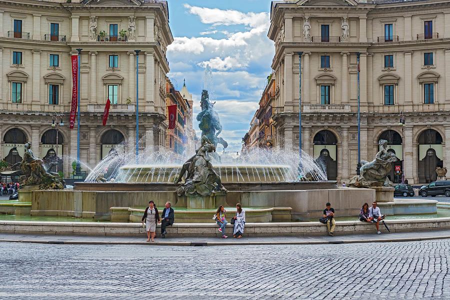 Nymph Photograph - Fountain of the Naiads at Piazza della Repubblica in Rome, taly. by Marek Poplawski