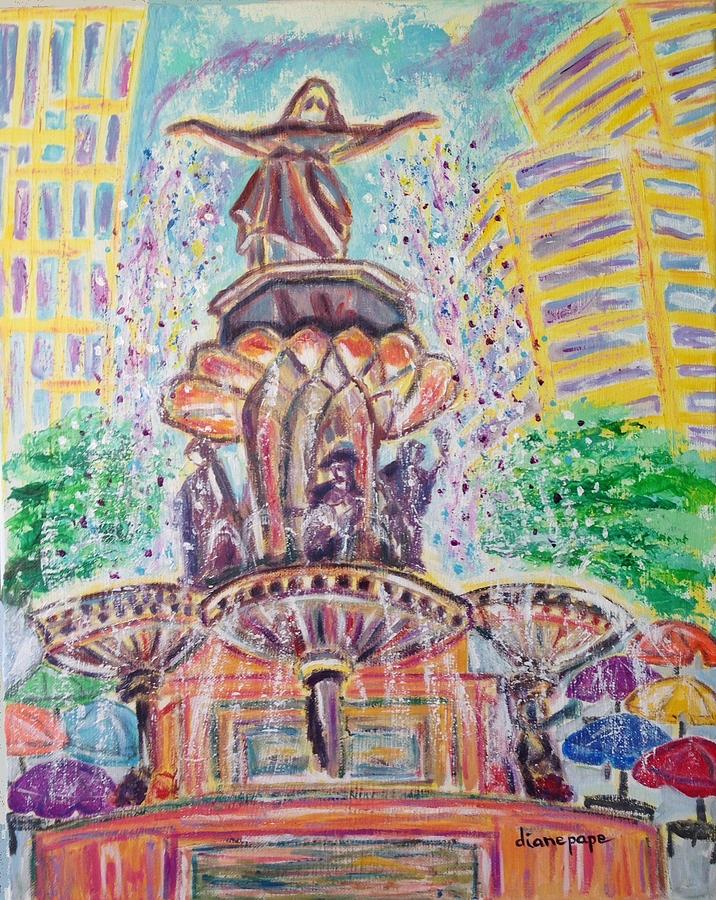 Cincinnati Painting - Fountain Square  Cincinnati  Ohio by Diane Pape