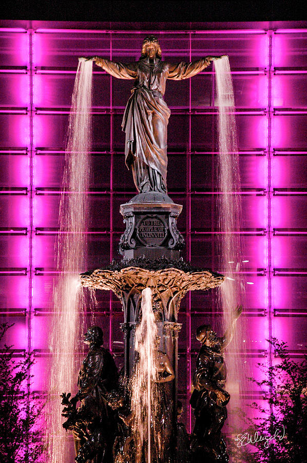 Cincinnati Photograph - Fountain Square in Neon by Steve Weigold Cincinnati Photograph - Fountain Square in Neon by Steve Weigold