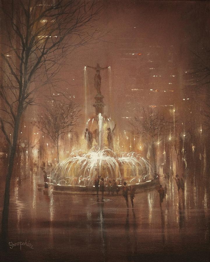 Fountain Square Painting by Tom Shropshire