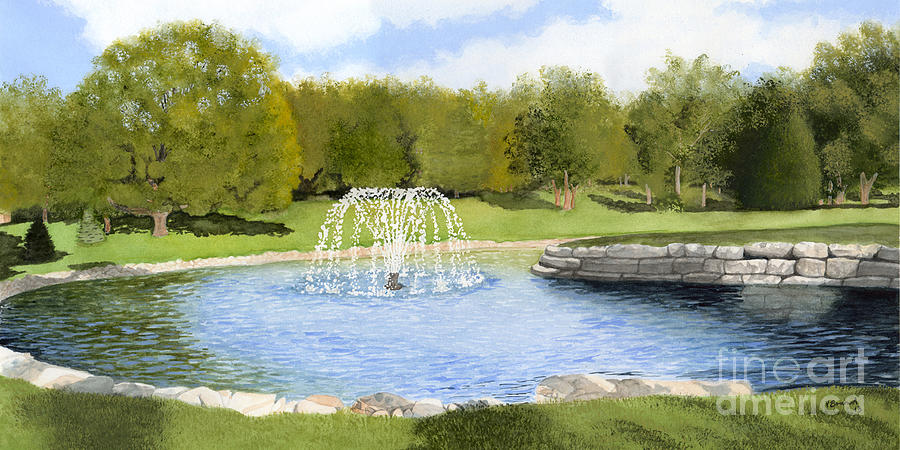 Watercolor Painting - Fountain by Vivian Bound Watercolor Painting - Fountain by Vivian Bound