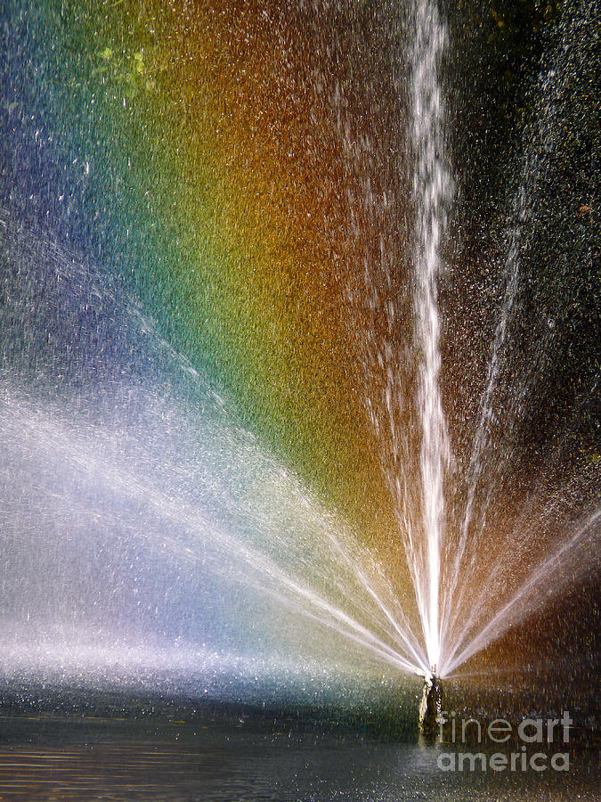 Fountain Photograph - Fountain with rainbow by Valentina Vassilieva