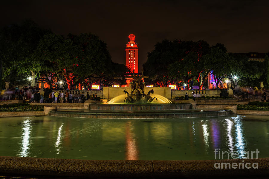 Littlefield Fountain with UT Tower Photograph by Bee Creek Photography Tod and Cynthia Pixels
