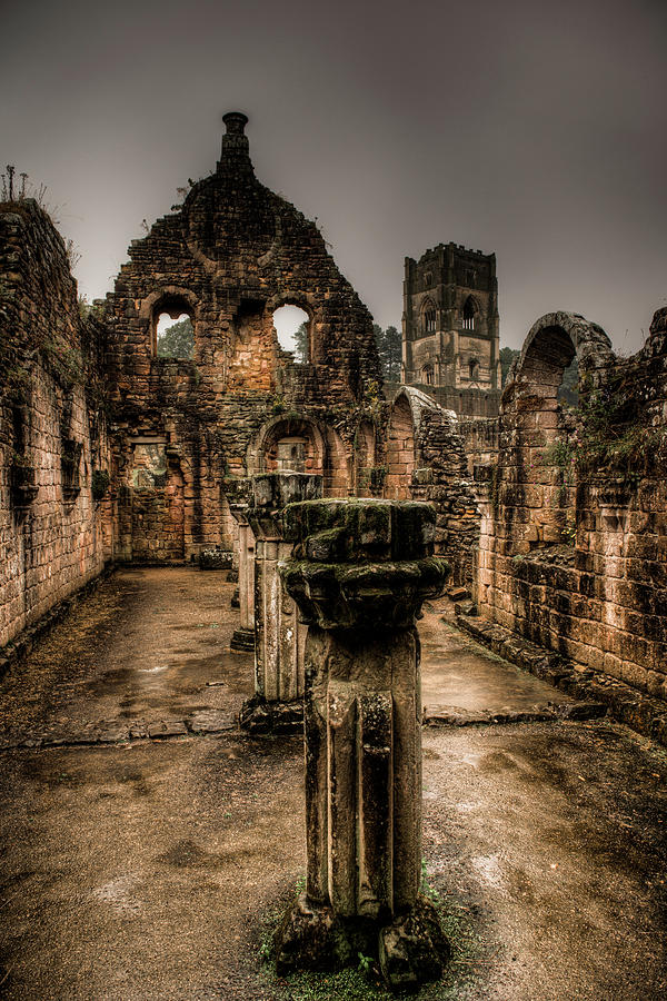 Fountains Abbey in Pouring Rain Photograph by Dennis Dame