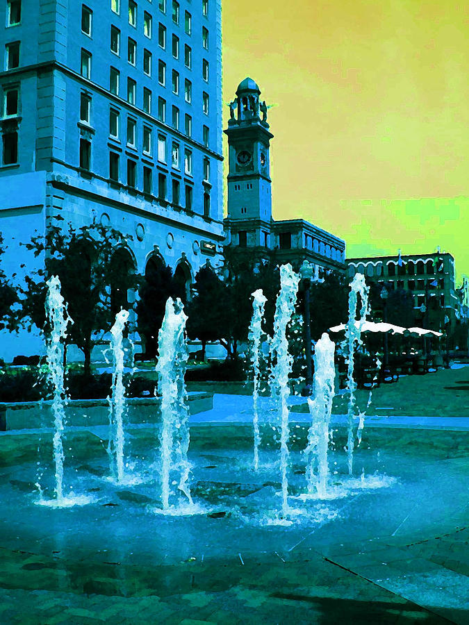 Fountains in Blue Photograph by Carolyn Jacob