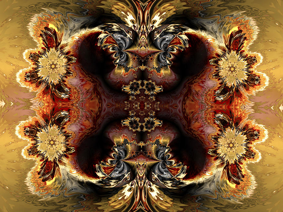 Abstract Digital Art - Four algorithmic flowers by Claude McCoy