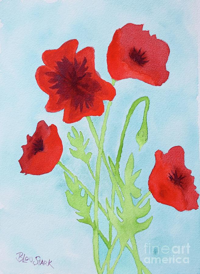 Four and One Half Poppies Painting by Barrie Stark