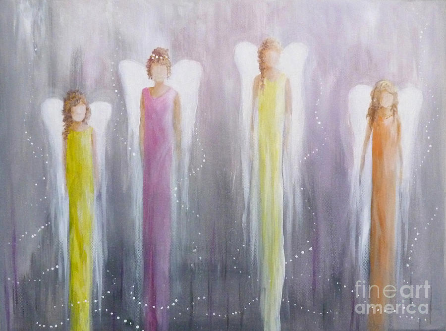 Four Angels - Feng Shui Art Painting by Julia Underwood