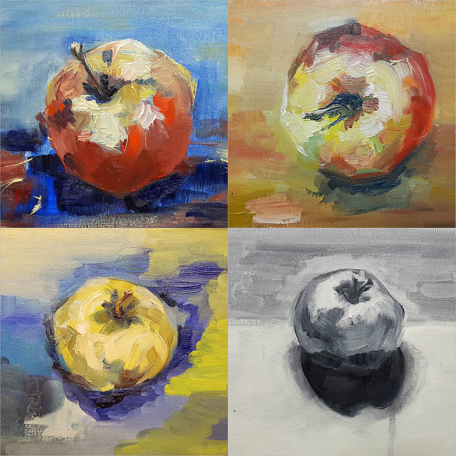 Four Apples A Day Painting by Christel Roelandt