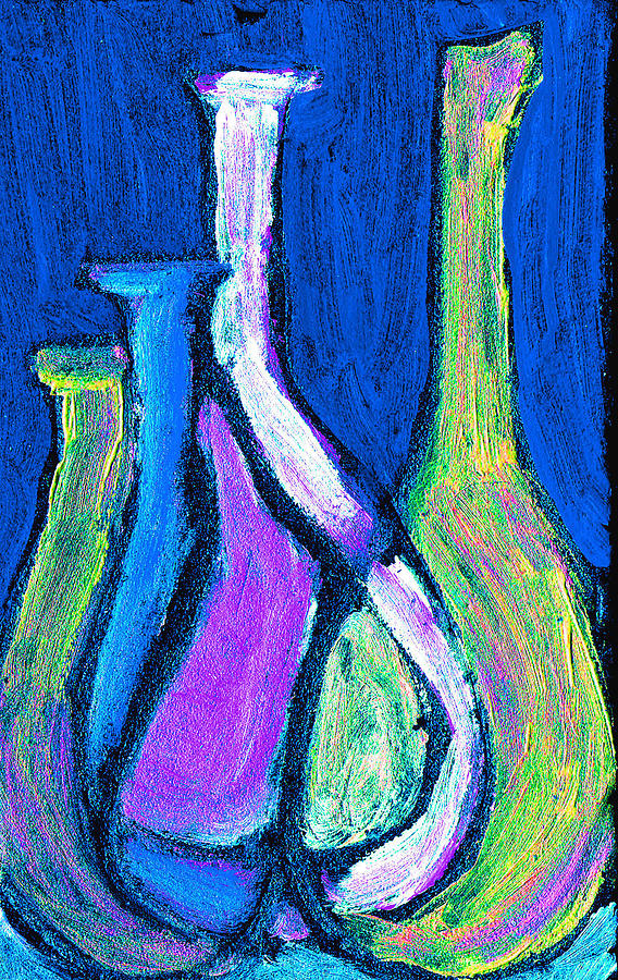 Four Bottle Abstract Painting by Wayne Potrafka